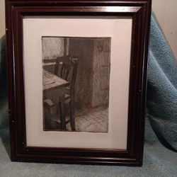 Hand Signed, Untitled, Numbered 1/1 Engraving By Michael Milk? 10"×12" In Framed  