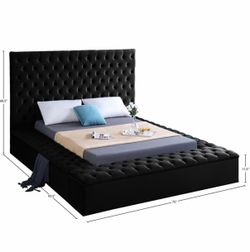 Full size tufted black bed $350