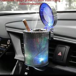Car Ashtray With LED Light, Cigar Cigarette Ashtray Container Ashtray Gas Bottle Smoke Cup Holder Storage Cup Car Supplies