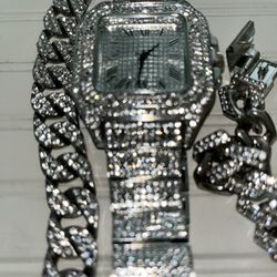 Moissanite Watch, Chain And Bracelet. All In 1