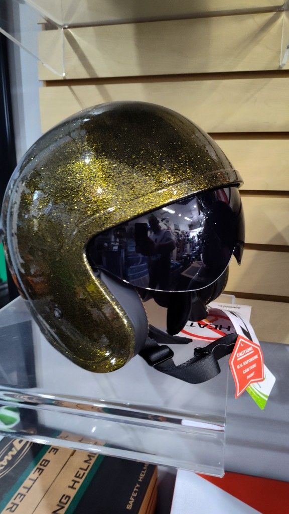 Glitter Gold Motorcycle Open Face Helmet Brand New
