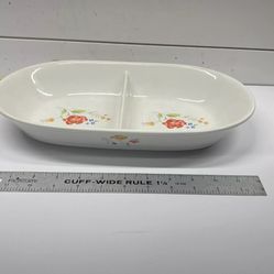2 Floral Print Vintage Casserole Bake Dish & Divided Serving Dish