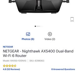 NETGEAR Nighthawk AX6 6 Stream WiFi Router