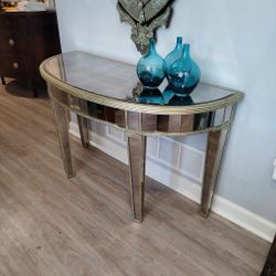 Vintage, Bassett Mirrored Demi-Lune Console Table.