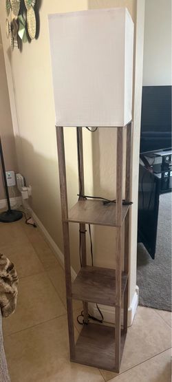 Floor lamp with shelves