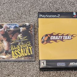 BRAND NEW SEALED Playstation 1 PS1 WCW Backstage Assault & PS2 Crazy Taxi Black Label Video Games