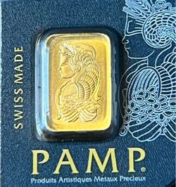 1 Gram 24 Kt. Gold Bar PAMP Suisse Lady Fortuna .9999 fine gold bar in Assay