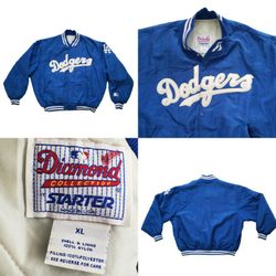 VTG Rare 70s 80s Starter Diamond Collection Los Angeles Dodgers Bomber Jacket XL Scovill Button USA Made Spellout Bold stitched stitching Embroidered 