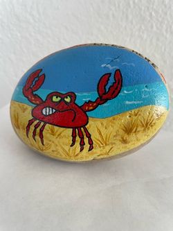 Hand Painted “Old Crab” Rock - Approx 4 inches