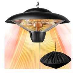 8159: New Patio Heater for Outdoor Use 1500W Electric Infrared Hanging Heater, Ceiling Mounted, Waterproof for Porch, Garage, Balcony, Overheat Protec