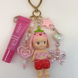 strawberry love sonny angel keychain