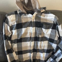 Holister Flannel With Hoodie Size XL