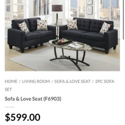 Black Sofa And Love Seat Set 