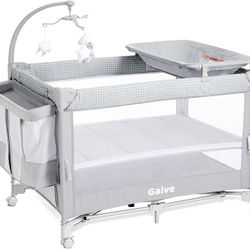 Brand New 4 in 1 Baby Bassinet, Pack and Play, Bedside Crib Sleeper, Diaper Changer – Includes Comfy Mattress, Rocking Toy for Newborns to Toddlers (G