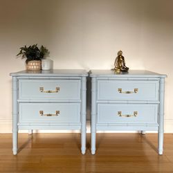 Light Blue Bamboo Nightstands