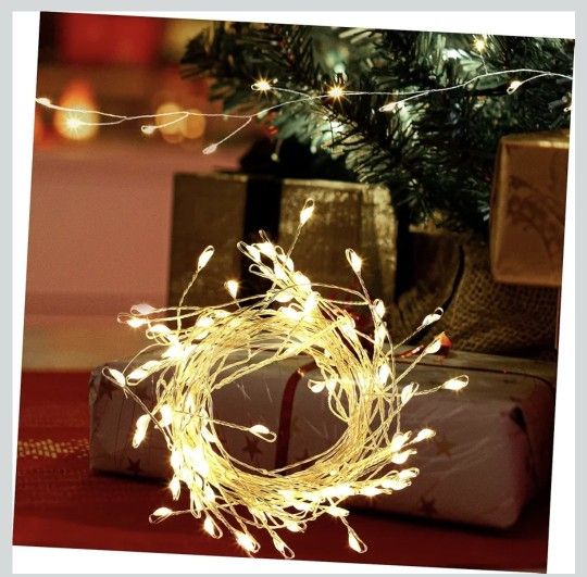 Merry Brite 50LED Tree Lights Timer Auto On/Off Clear Wire Christmas Lights,8 Modes Fairy Lights Indoor Outdoor Light LED String Light Warm White