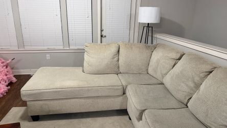 Beige Sectional L-Shaped Couch
