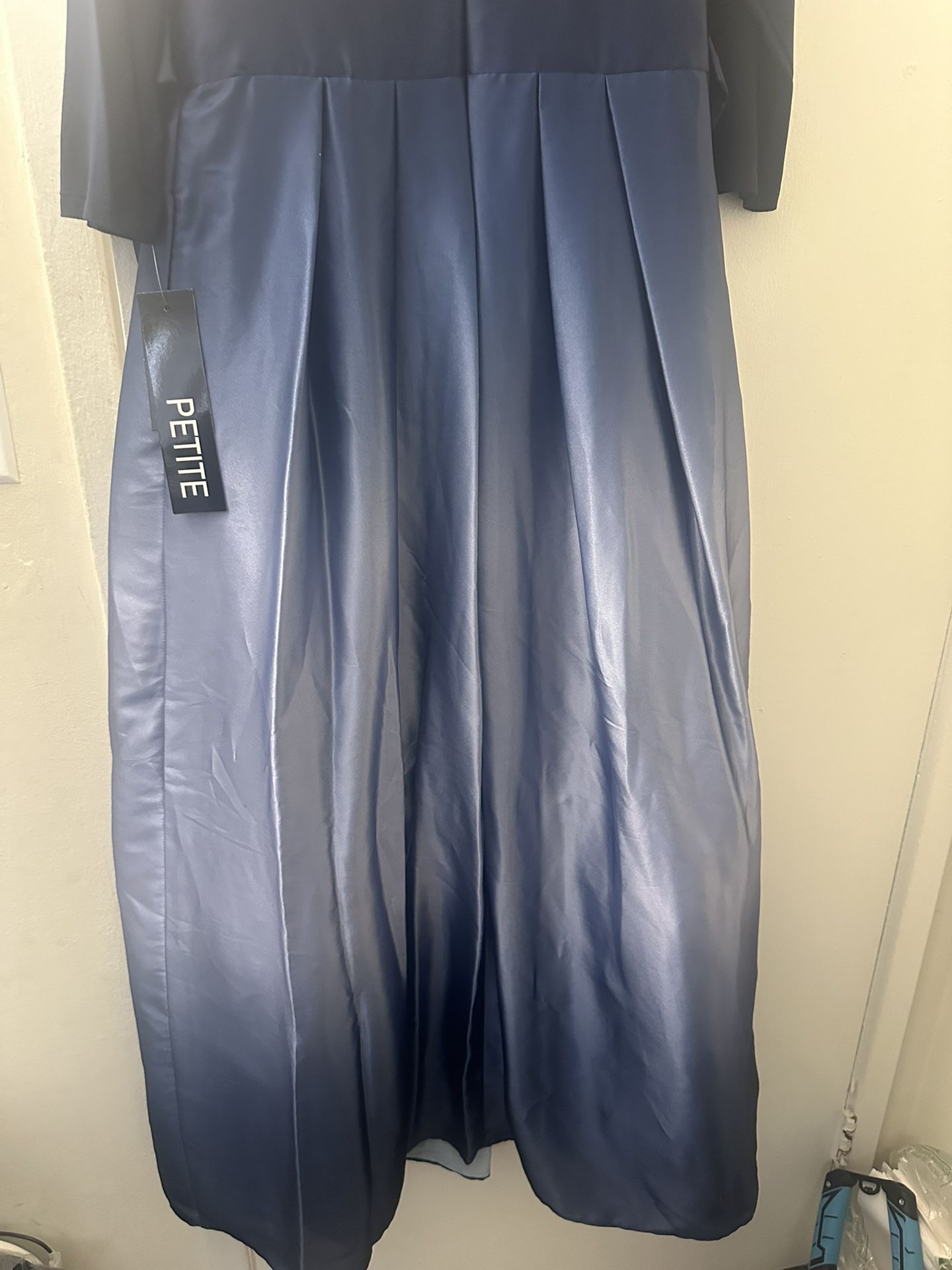 S.L. Fashions Womens Long Satin Mother of The Bride Dress with Pockets, Formal Party Gown (Petite and Regular Sizes)