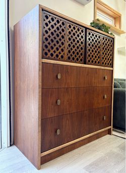 Mid century modern large walnut dresser chest