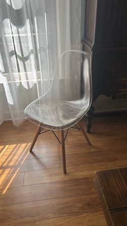 Clear Acrylic desk Chair with Wood Legs