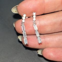Simulated Diamond Drop Dangly Earrings Jewelry 