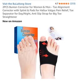 2PCS Bunion Corrector for Women & Men - Toe Alignment Corrector with Splint & Pads for Hallux Valgus Pain Relief, Toe Separator for Day/Night, Anti Sl
