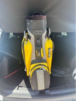 Physics yellow and black cart golf bag