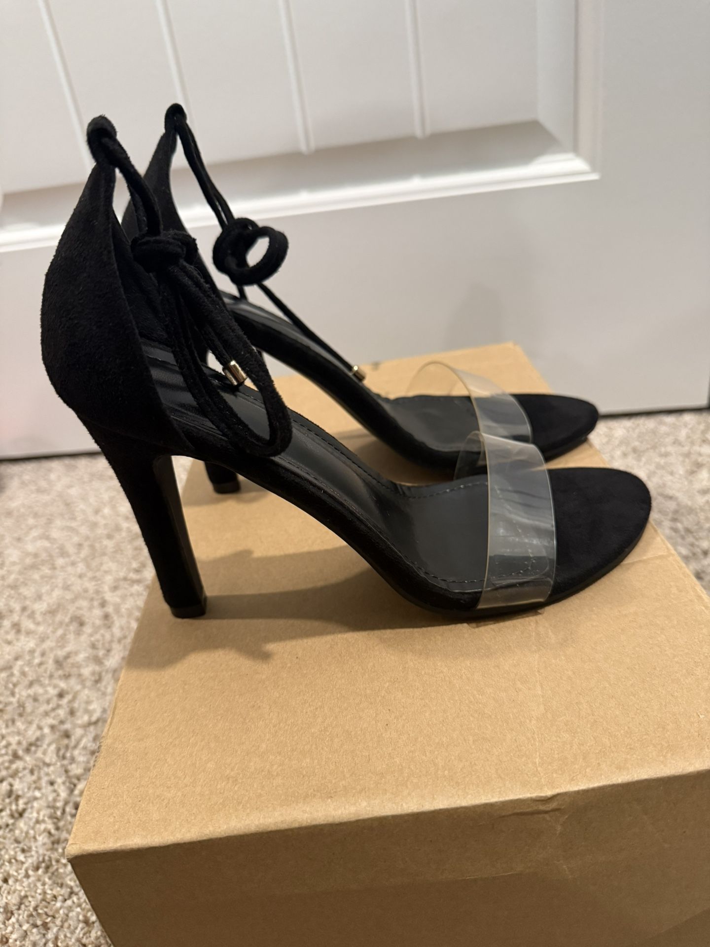 Black Ankle Tie Heels Size 8.5 $15