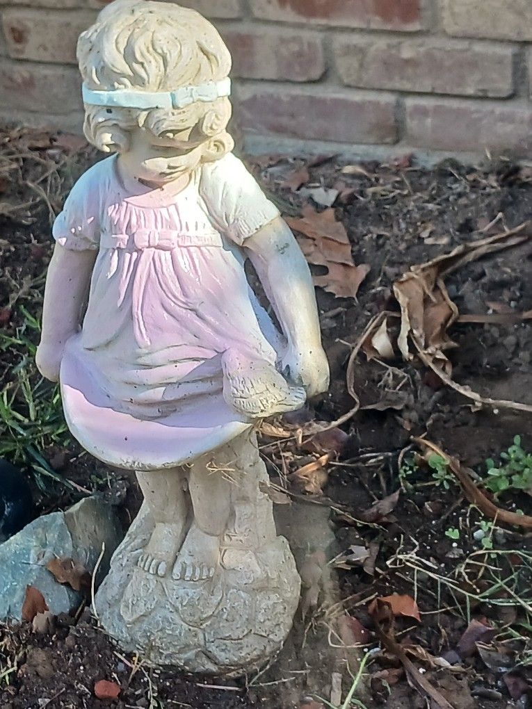 Little Girl Garden Statue Concrete