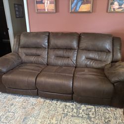 2 Faux Leather Brown Sofas