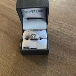 1/5 Ct Forever Bride Heart-Shaped Halo Diamond Composite Bridal Set Women Sterling Silver