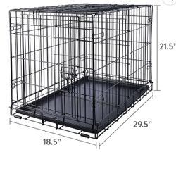 Vibrant Life Wire Dog Crate, Single-Door, Divider and Leak-Proof Tray, Metal, Foldable, Durable, Black, 30"