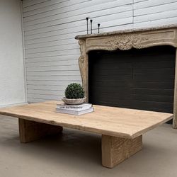 Handcrafted Wabi-Sabi Style Solid Wood Low Profile Coffee Table in a Rustic Natural Finish