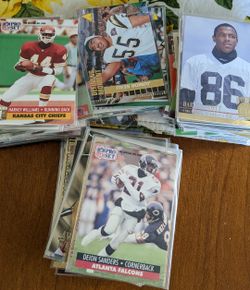 Box Of Football Cards From The 1990s