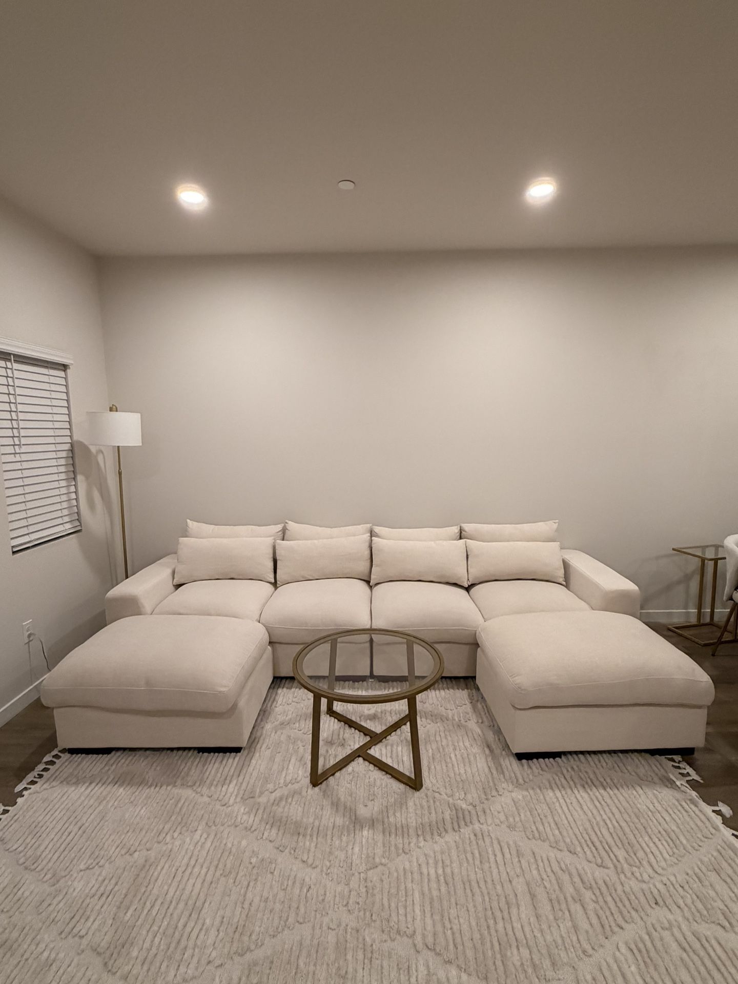 Beige Linen Sectional Couch