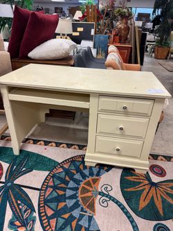 Cream Painted Wood Desk with Drawers