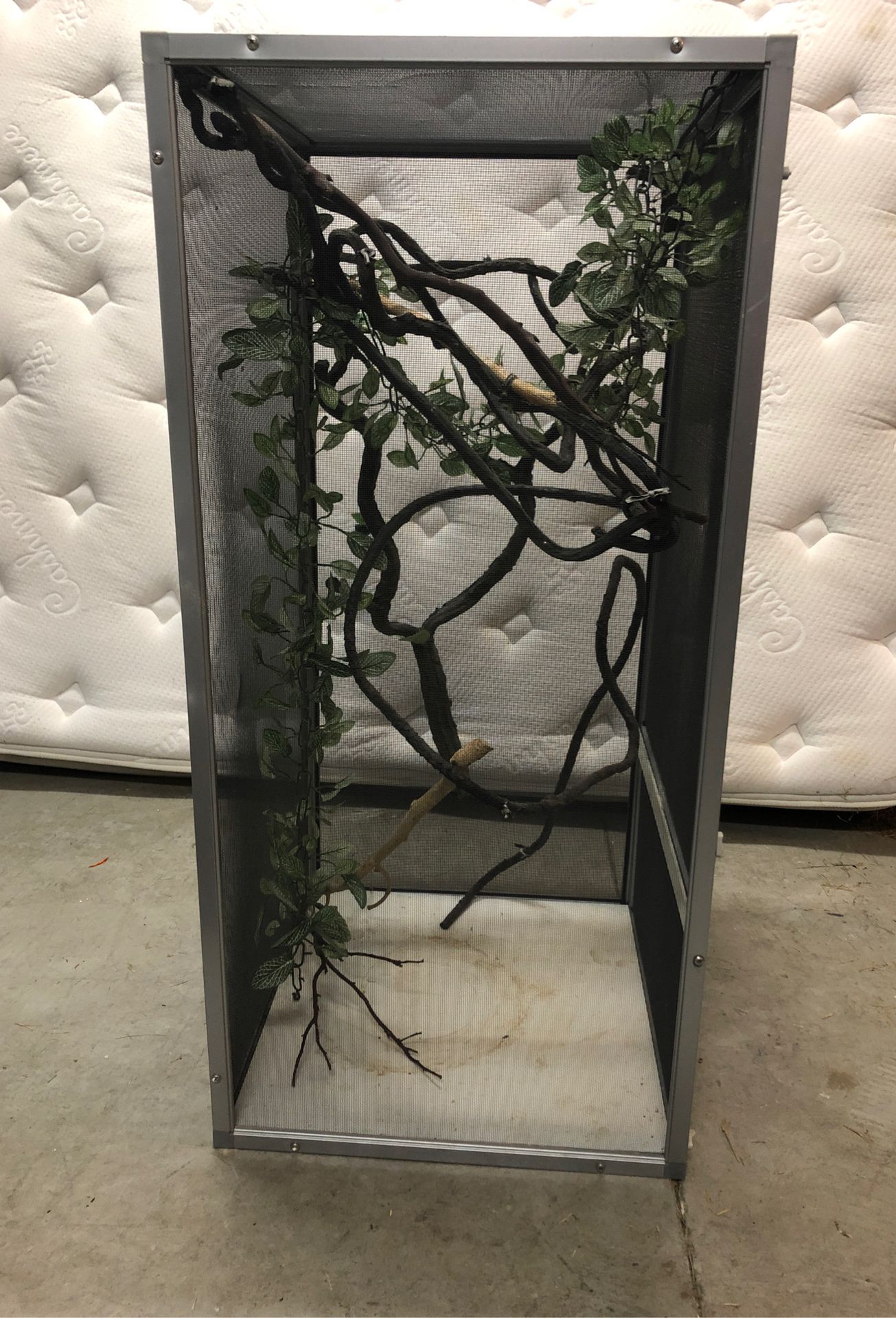 Reptile cage with faux vines (18x36x17) (or best offer)