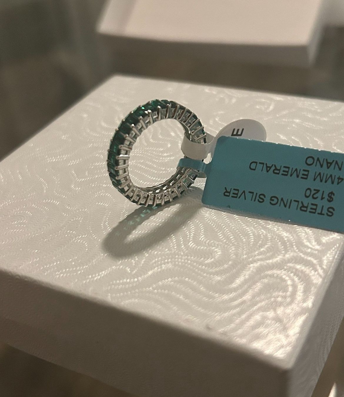 Emerald Nano Ring 925 Silver With Tag