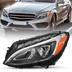 JSBOYAT Full LED Headlight Assembly Fit for 2015-2018 Mercedes-Benz C-Class C180 C200 C250 C300 W205 USA Version Headlamp Driver Left Side