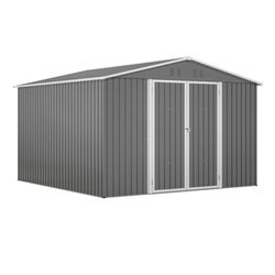 10 x 10 FT Outdoor Storage Shed, Large Metal Tool Sheds with Updated Frame Structure and Lockable Doors, Garden Shed for Backyard Garden Patio Lawn, G