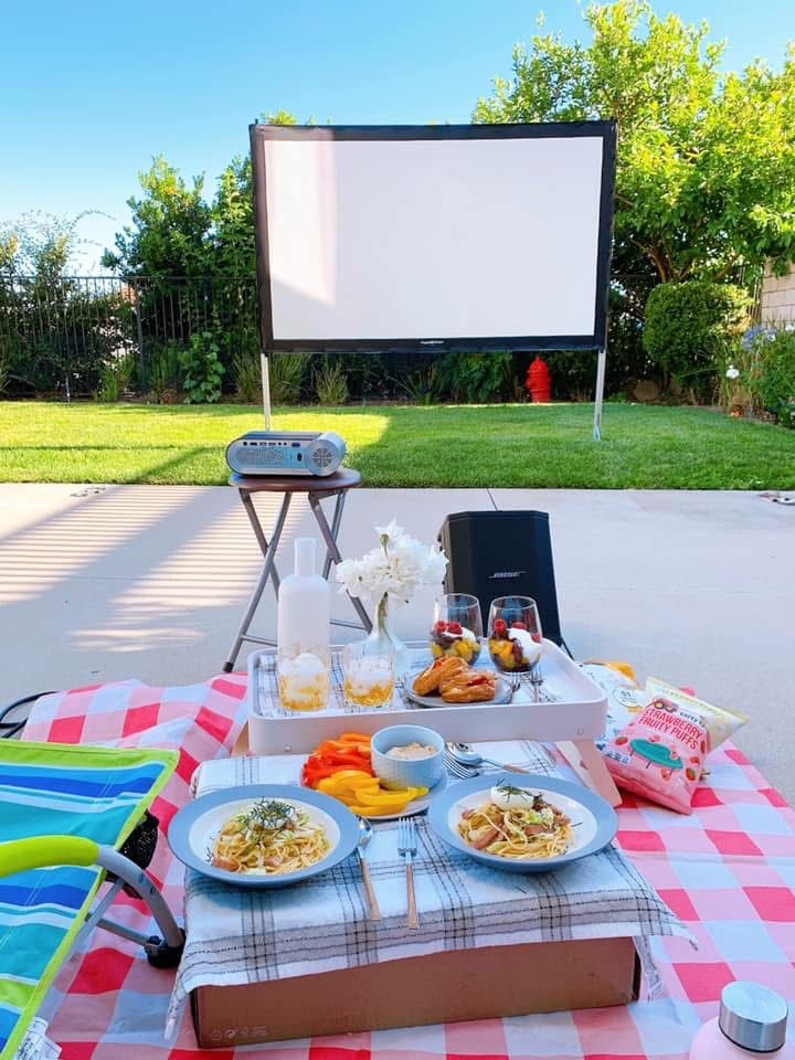 100” Outdoor/Indoor Projector screen + Projector