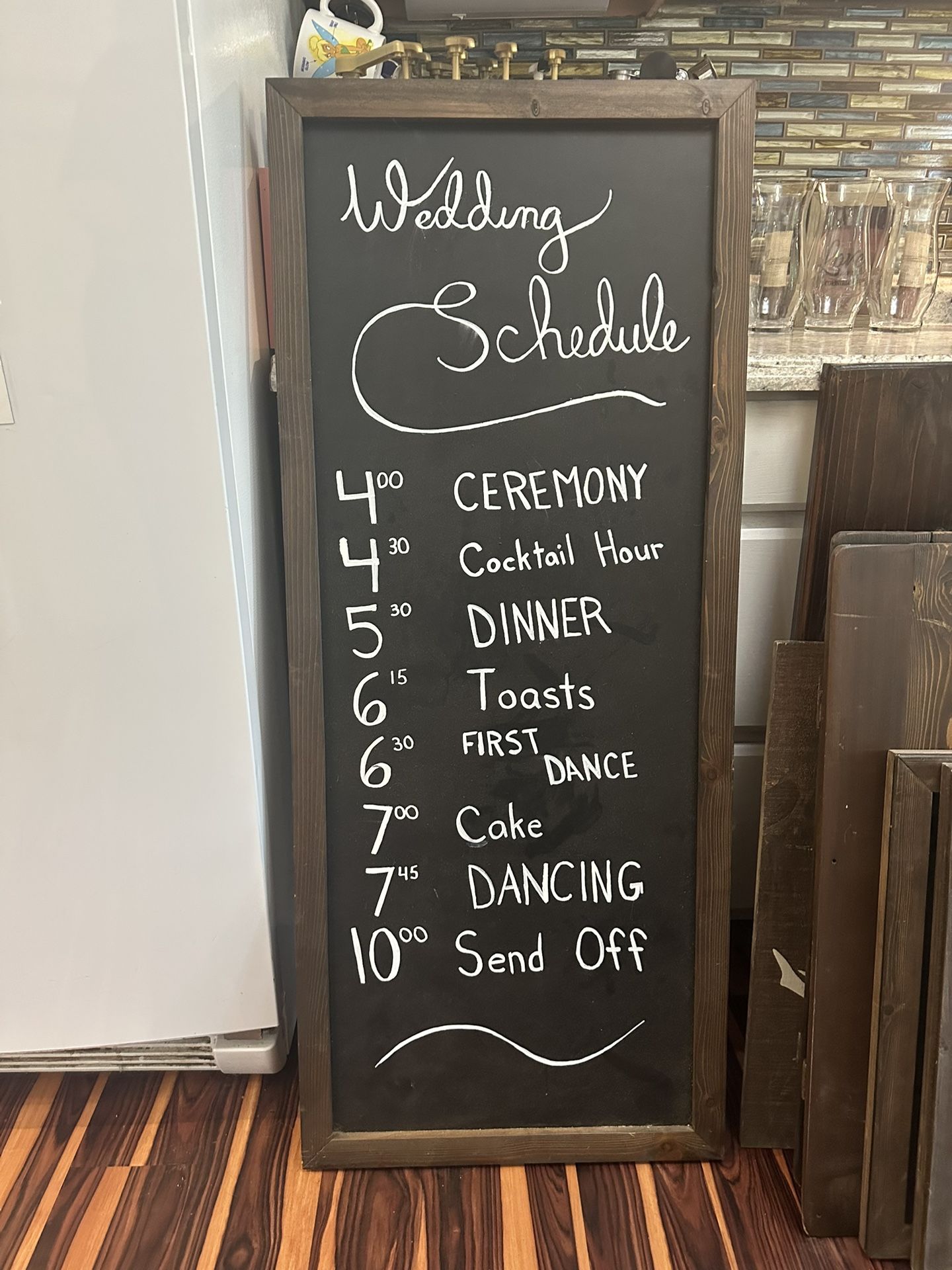 3 handmade wood chalkboard wedding decor signs