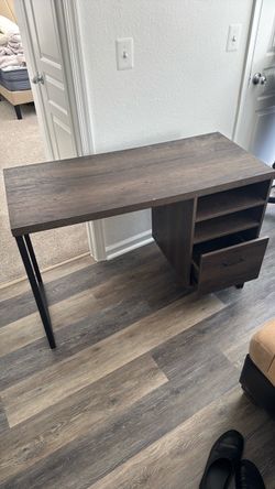 Dark Brown Wood Desk with Drawer