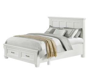 Queen size bed frame with storage new put together