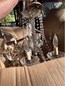 Antique Vintage Glass Crystal Chandelier