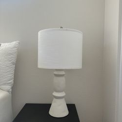 2 Piece Ceramic Lamp Set With Linen Shade