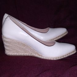 In Exallant Clean Condition Only Used Once Woman's Wedges Shoes Size 11 White Color $10 Beautiful With Dress Or Jeans, Country Club And Grant 