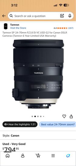Tamron 24-70 fits canon ef