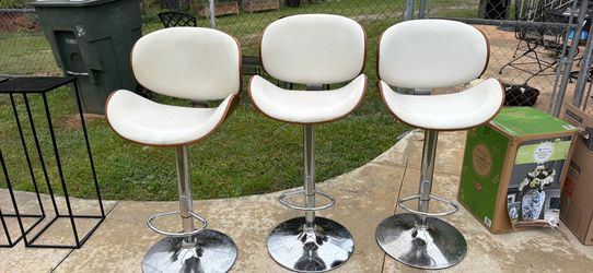 Set of 3 mid-century modern style swivel bar stools
