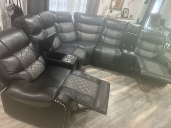 Black and gray sofas